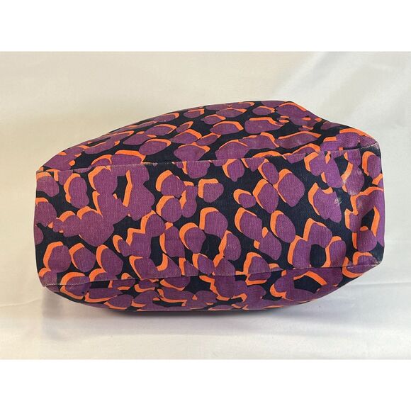 See by Chloe Black Purple Floral Mod Tote Cotton Canvas Carryall EUC - Picture 5 of 12